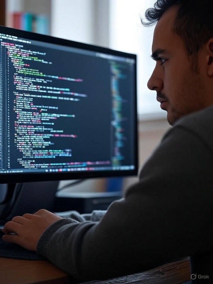 Изучение языков программирования для разработки игр - код на экране компьютера