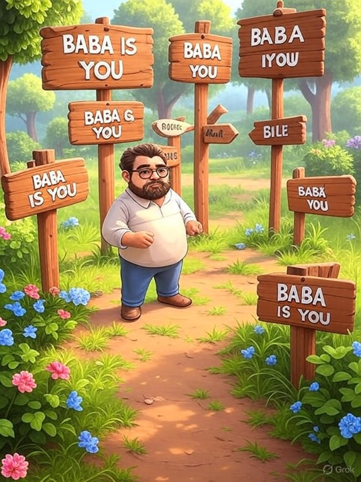 Скриншот игры Baba Is You с демонстрацией механики изменения правил