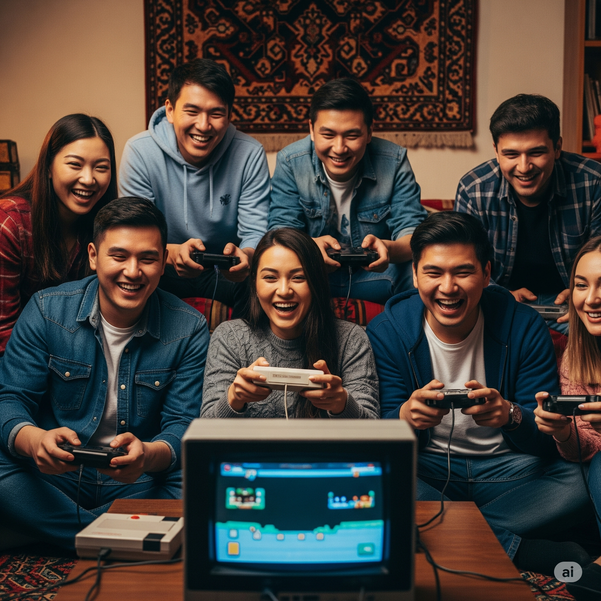 Казахстанские геймеры играют в ретро игры на винтажных консолях