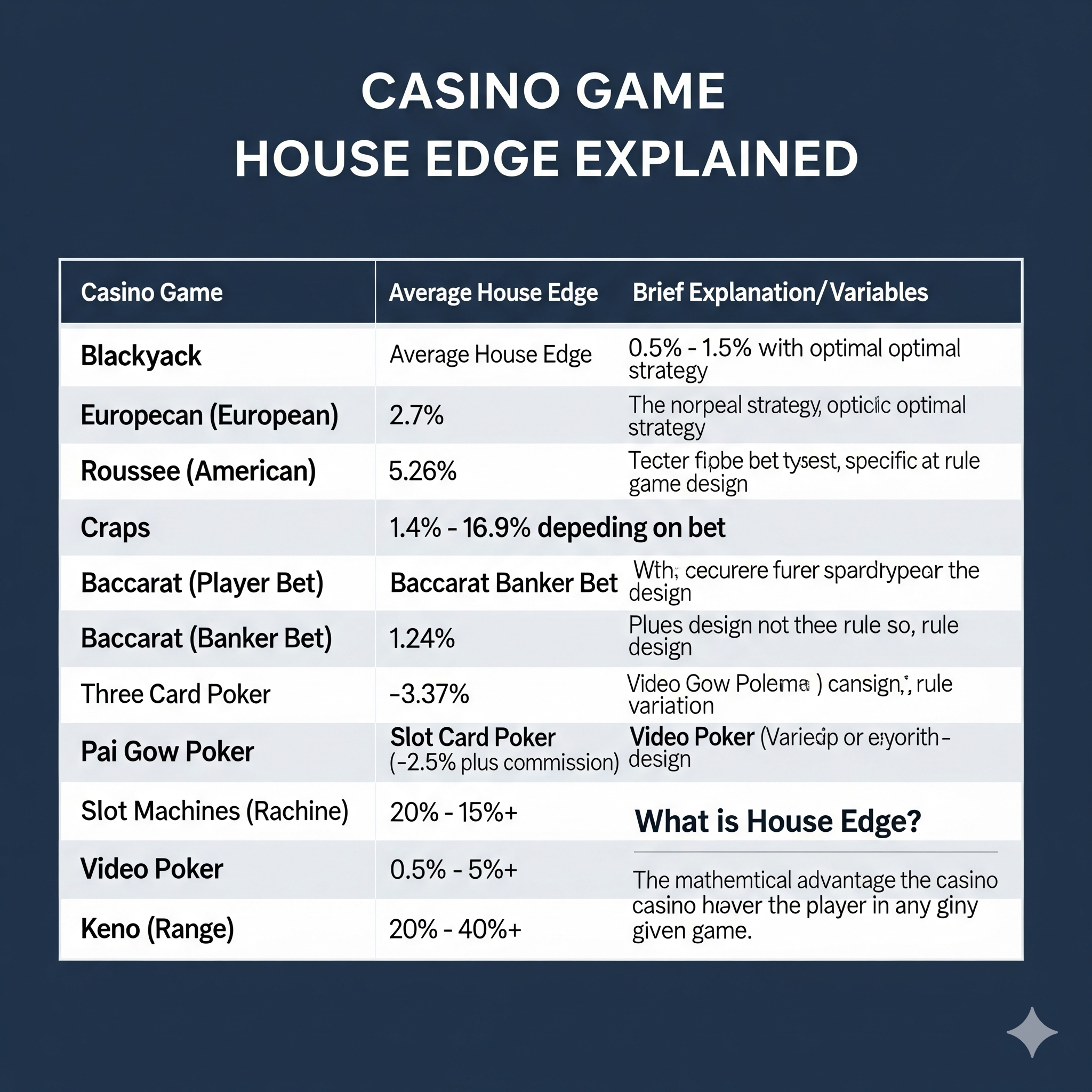 Математическое преимущество казино по различным играм