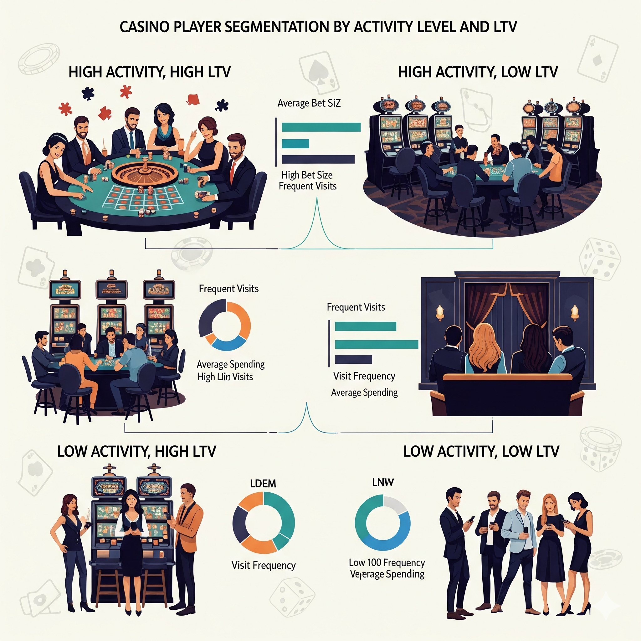 Сегментация игроков казино по уровню активности и LTV