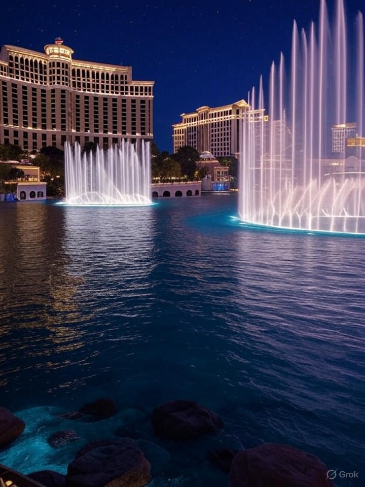 Фонтаны казино Белладжио архитектура Лас-Вегас